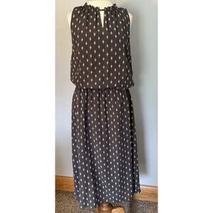 Garnet Hill Jewel Neck Silk Dress Sz 6 Gray Elastic Waist Career Office Work EUC